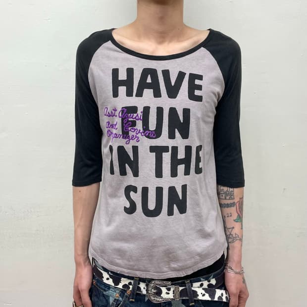 HAVE FUN Purple Lettering Raglan Sleeves