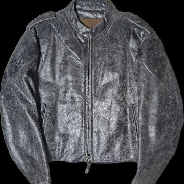 모터사이클 크랙 가죽 자켓 XL