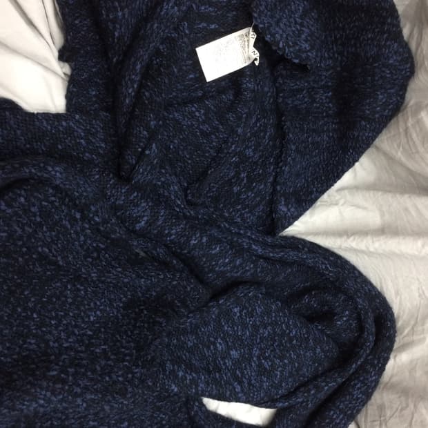 파르티멘토 후디드 니트 머플러 네이비