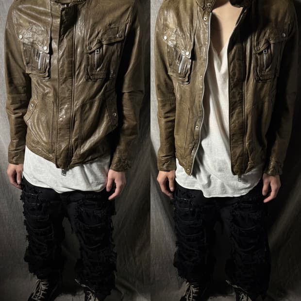 Vintage Lambskin Military Rider Jacket  