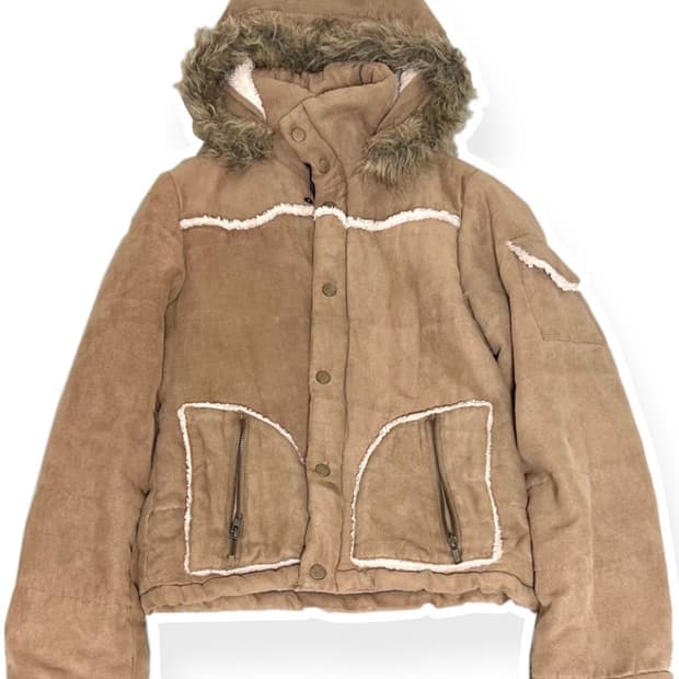 빈티지 퍼후드 하이넥 자켓