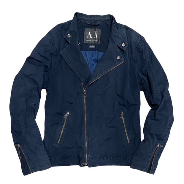 알마니 익스체인지 코튼 더블 라이더 자켓