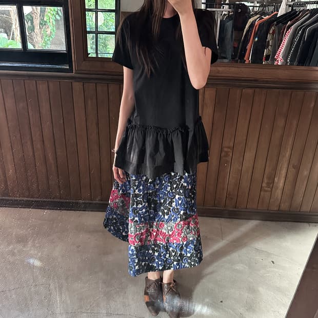 COMME DES GARCONS rayerd ruffle t-shirt
