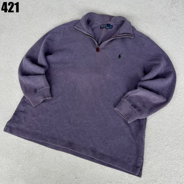 폴로 퍼플 하프집업 맨투맨 