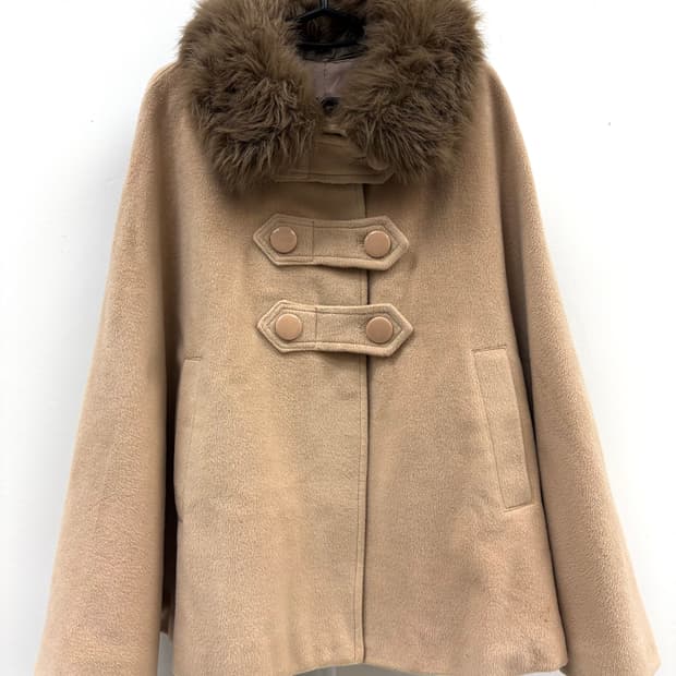 빈티지 베이지 케이프 망토 판쵸 하프 코트 갸루