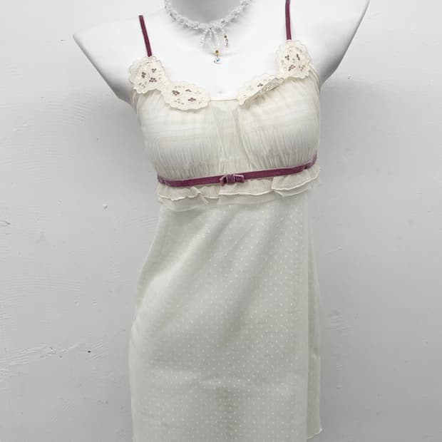 레이스 시어 자수 슬립