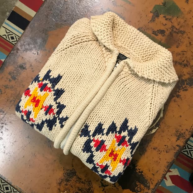 일본 빈티지 나바호 패턴 니트 집업 코위찬 남성 105 사이즈 