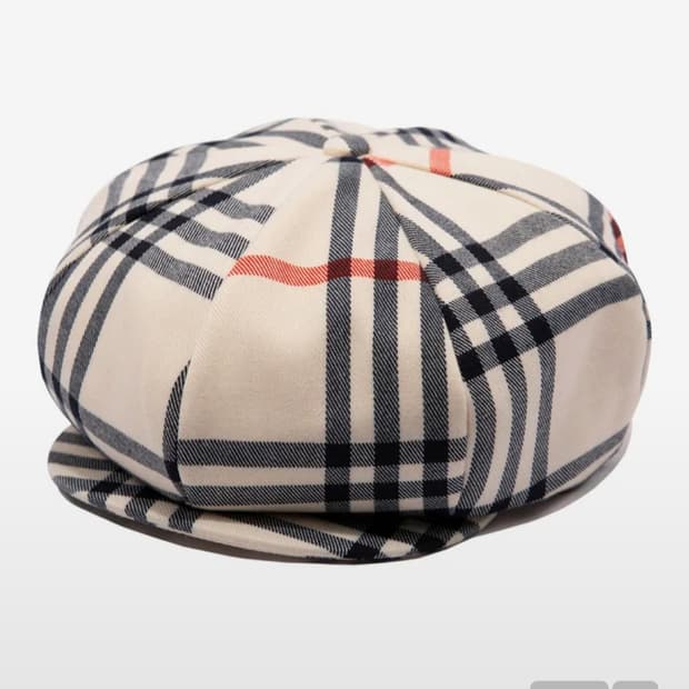 로맨틱크라운 클래식 체크 뉴스보이 캡 베레모 오트밀