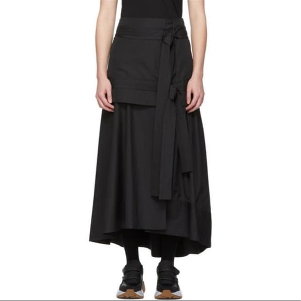 3.1 필립림 black tie front maxi skirt
