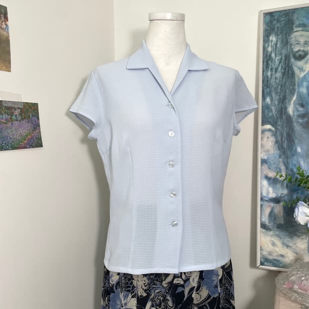 sky blue collar summer shirt blouse
