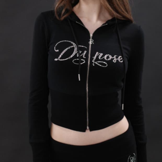 드라이로즈 RIB POINT HOOD ZIPUP (BLACK)