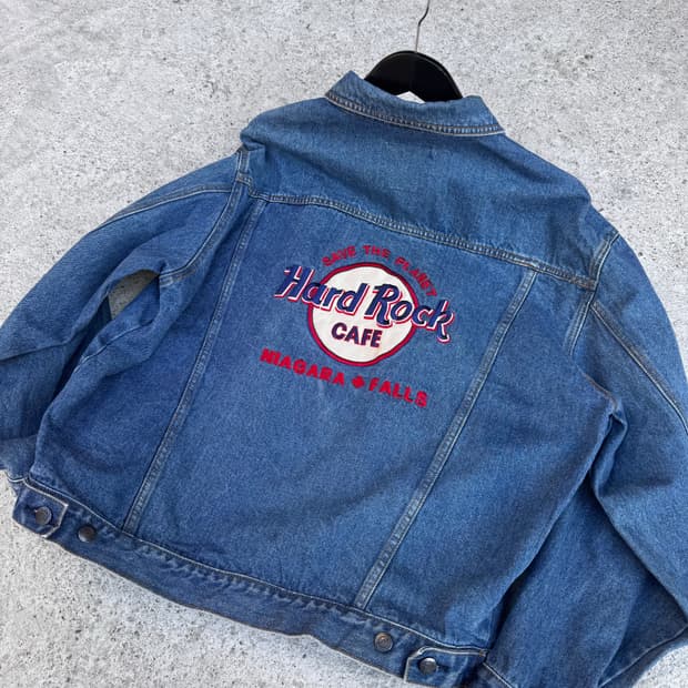 90s 하드락카페 나이아가라 폴스 워싱 데님 트러커자켓 