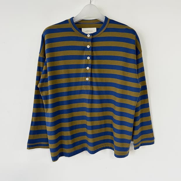 더그레잇 스트라이프 헨리넥 티셔츠