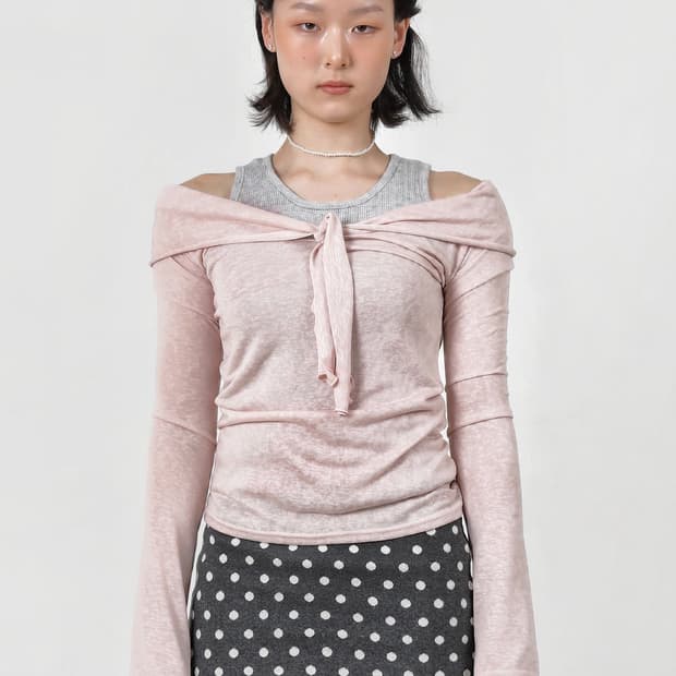 Marina Mood Soft Shoulder Tee_Pink