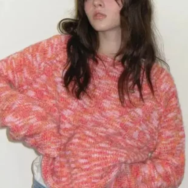 썸웨어버터 믹스 래글런 니트 레드 