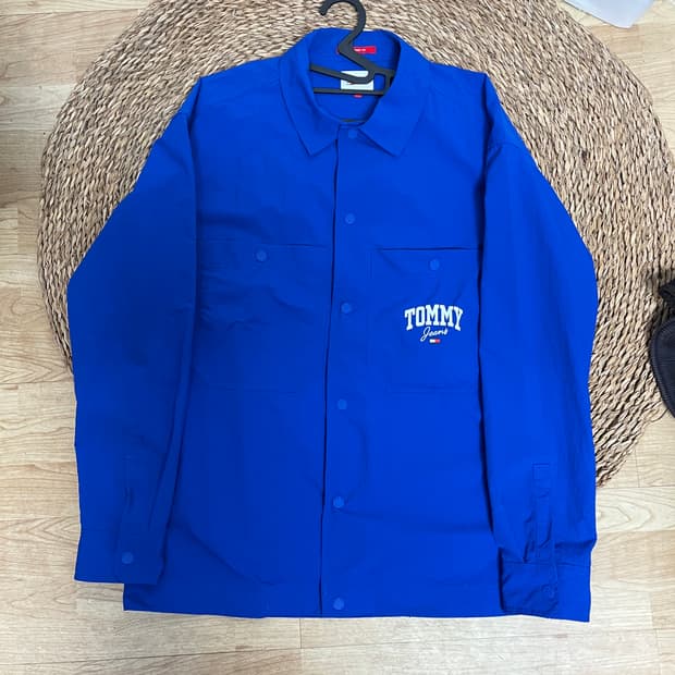 (오버핏 L) 타미 우븐 블루 오버핏 셔츠