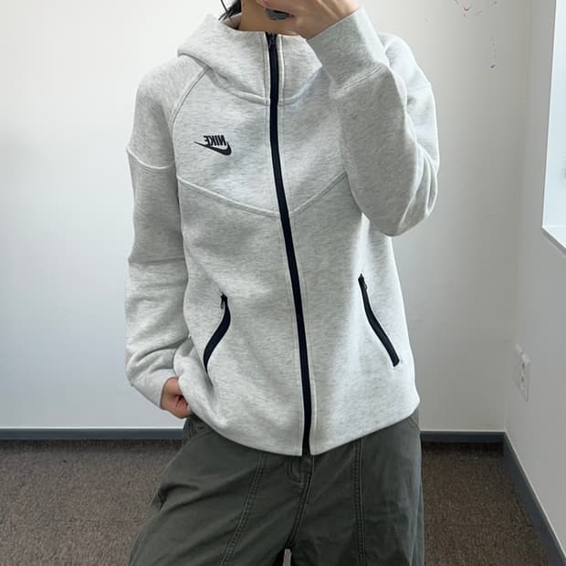 Nike 나이키 블랙로고 2-way 테크팩 멜란지 후드집업 