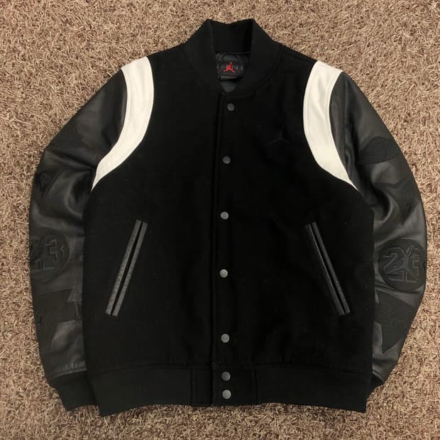 조던 DNA 소가죽 울 레더 바시티 자켓