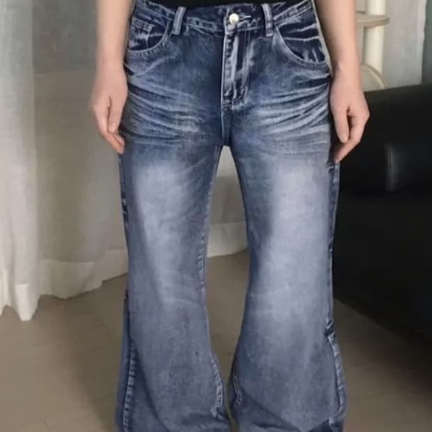 딥 워싱 로우라이즈 세미와이드 부츠컷 데님