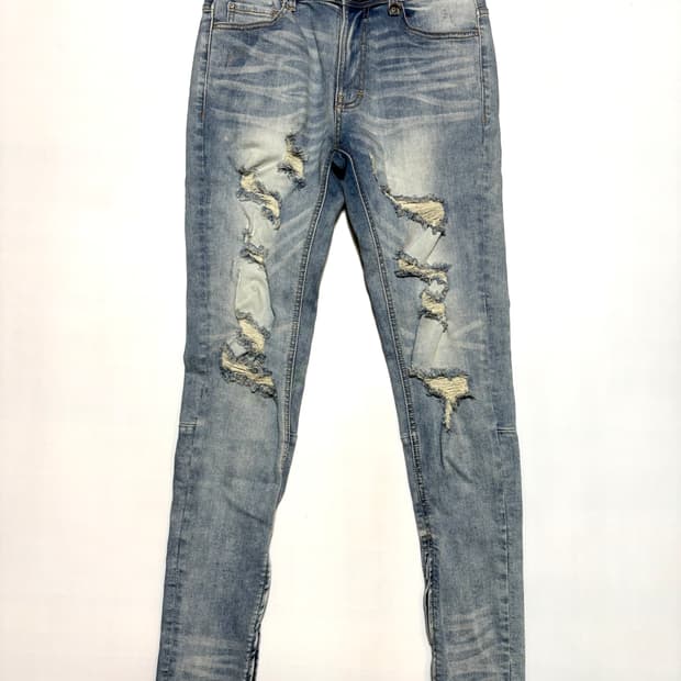 하이퍼데님 라이트 블루 지퍼 진 30