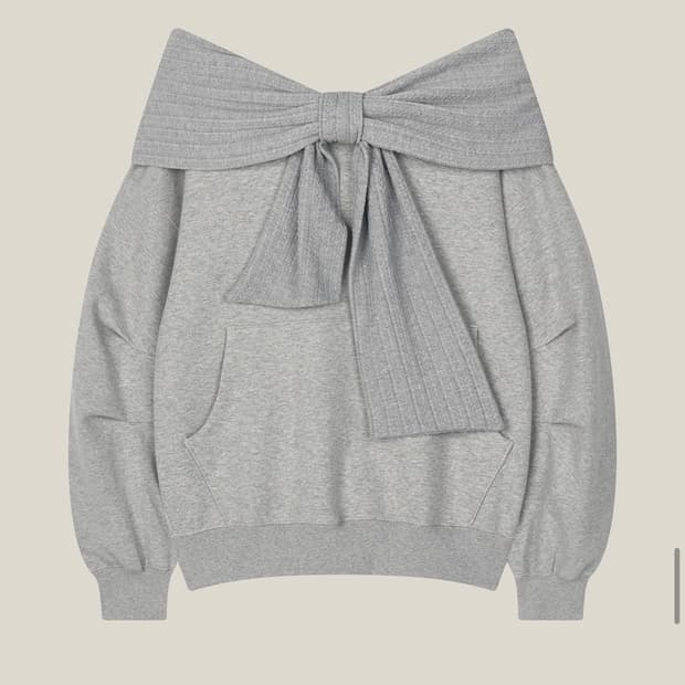 2월출고) 더티스 투웨이 리본 오프숄더 후디 후드티 그레이