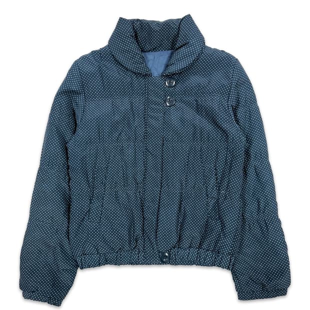 빈티지 네이비 도트 모리 경량 숏패딩