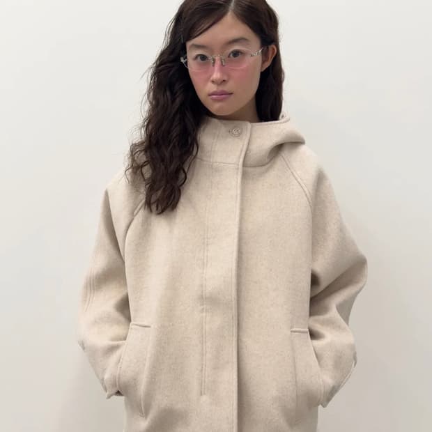 타입서비스 코트 오트밀 Hooded Half Coat [Oatmeal]