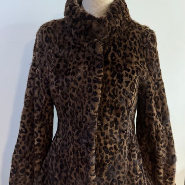Marmalady 레오파드 밍크 퍼 자켓