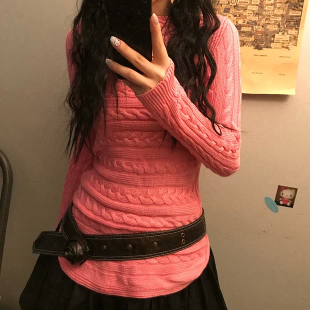 Polo 폴로랄프로렌 슬림핏 딸기우유 보트넥 니트