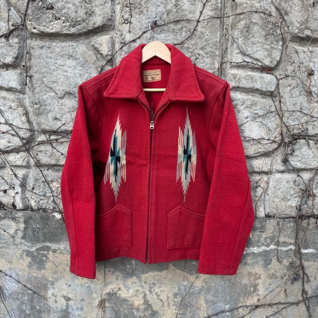 인디언 모터사이클 빈티지 30~40s 복각 오르테가 치마요 자켓 레드