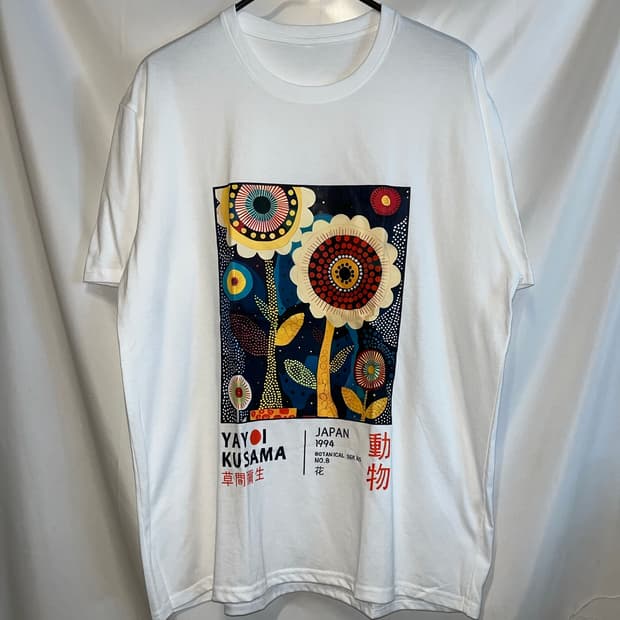 Kusama Yayoi 쿠사마 야요이 94년도 플라워 아트 반팔 티셔츠