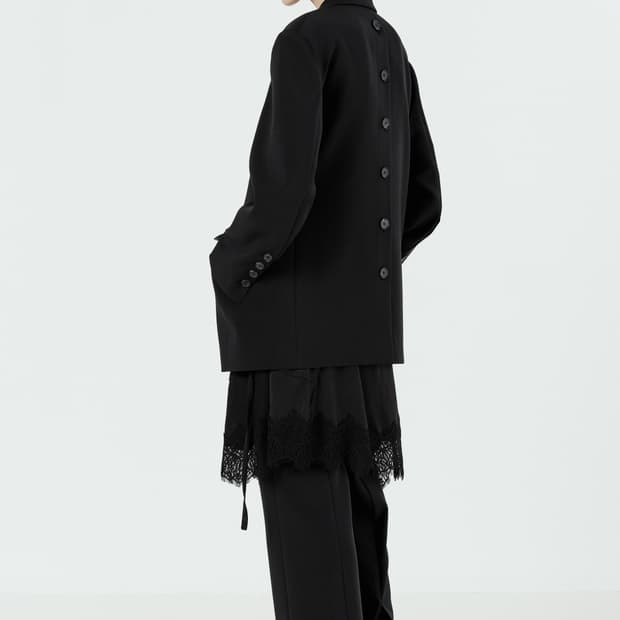 더일마 블랙 도브 백오픈 자켓, 팬츠 세트