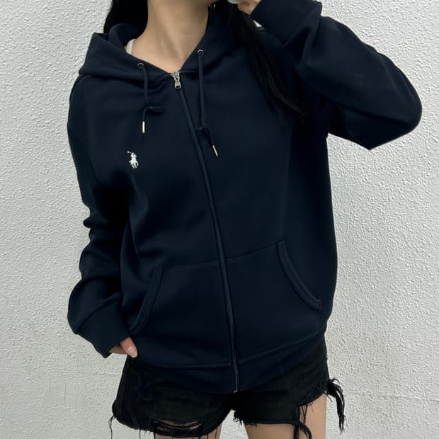 폴로 랄프로렌 화이트포니 네이비 후드집업 M