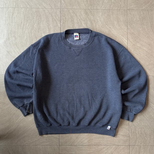 90s 90년대 멕시코 생산 러셀 블랭크 다크 블루 스웻셔츠