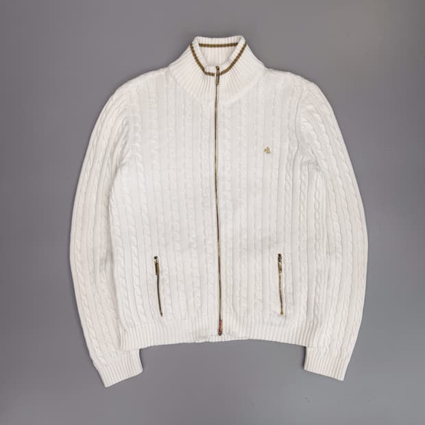 폴로 랄프로렌 루즈핏 화이트 케이블 니트 집업