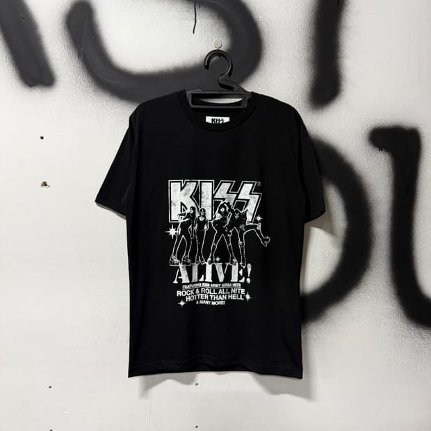 KISS 1975s 앨범 ALIVE! 기념 굿즈 반팔 밴드 티셔츠