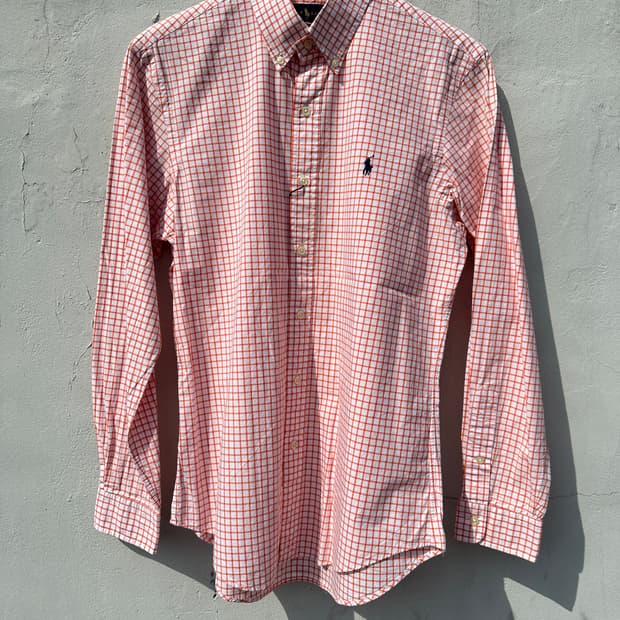 [M] 폴로 랄프로렌 오렌지 체크 포플린 셔츠