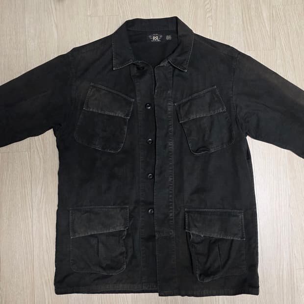 RRL 더블알엘 가먼트다이 블랙 립스탑 퍼티그 자켓 L