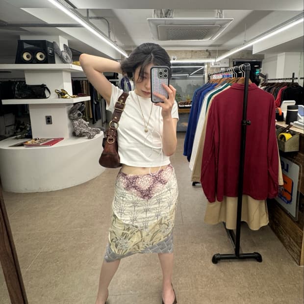 끌로에 2000 S/S 패치워크 플로럴 미디 스커트
