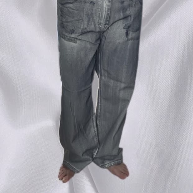 스프레이 워싱 와이드 팬츠