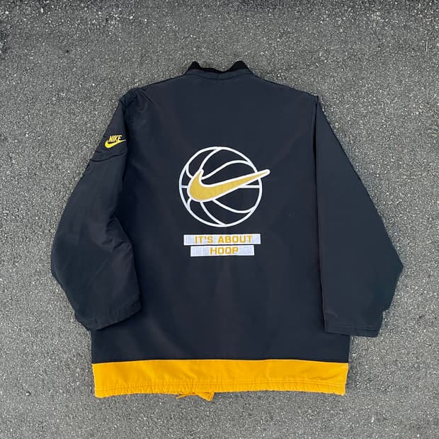 90s 나이키 베스킷볼 자수 빅로고 올드스쿨 투톤 배색 누빔 돕바 점퍼