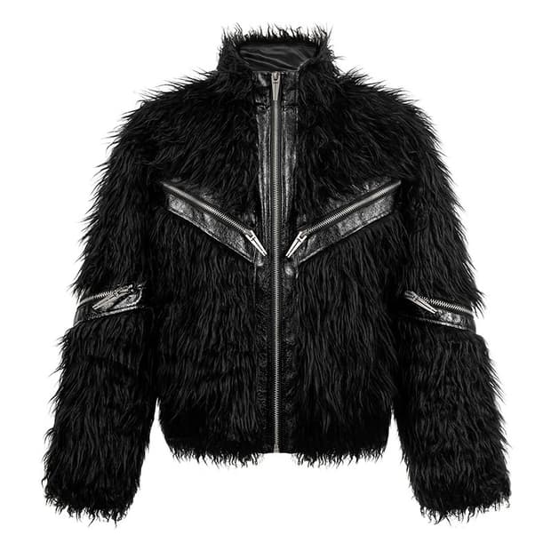 Noir Black Fur Bomber