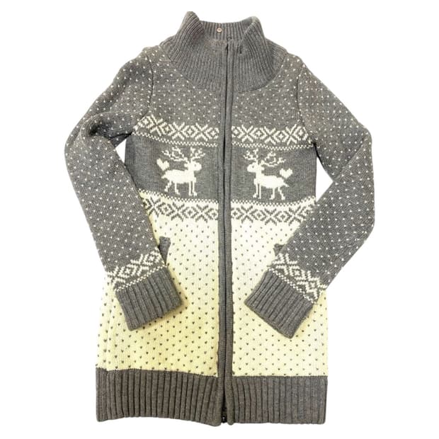 빈티지 노르딕 도트 니트 집업 원피스