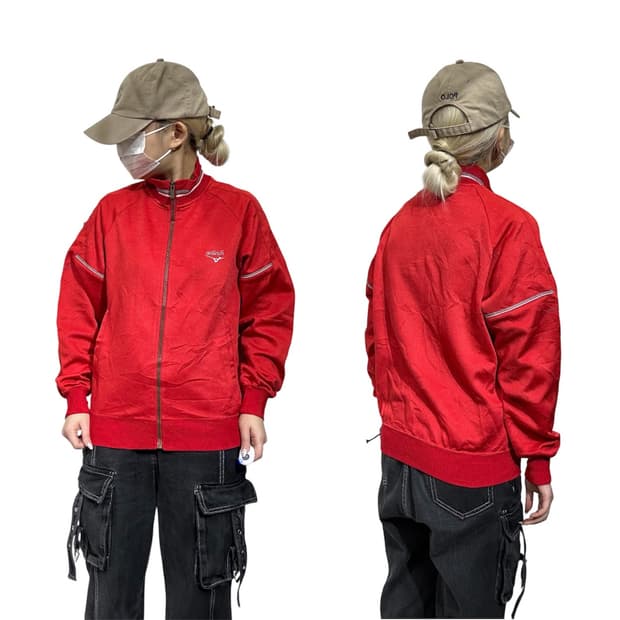 미즈노 레드 로고 트랙탑 져지