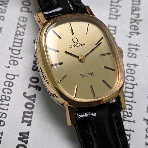 빈티지 오메가 드빌 엘립스 샴골판 금장 수동 메커니컬 여성용