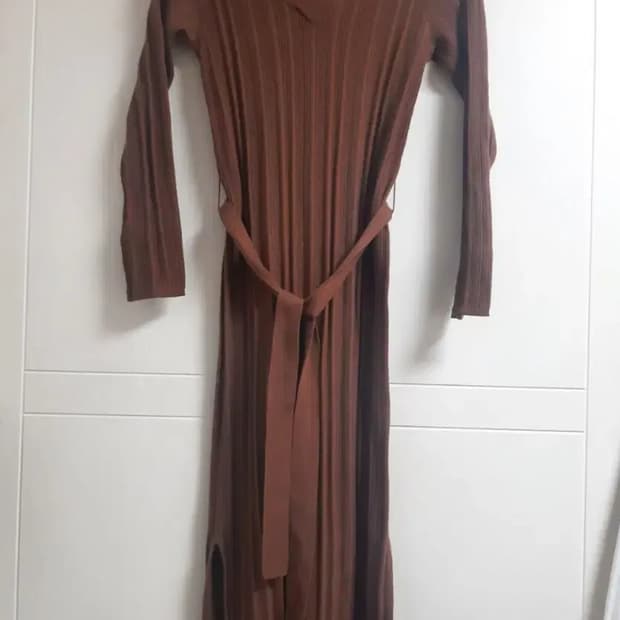 롱 골지 니트 v넥 원피스 S 55