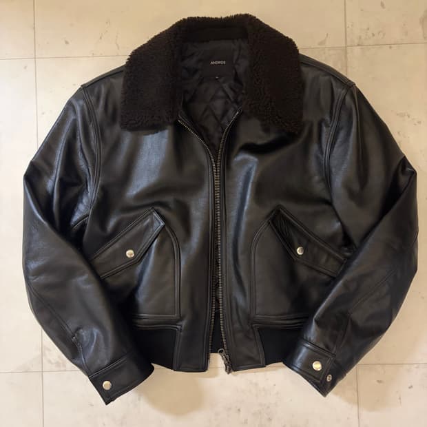 앤드로스 소가죽 시어링 무스탕자켓 L 사이즈 팝니다
