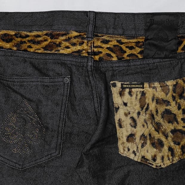 [희귀/S] SMACK ENGINEER 레오파드 패치 펑크 데님