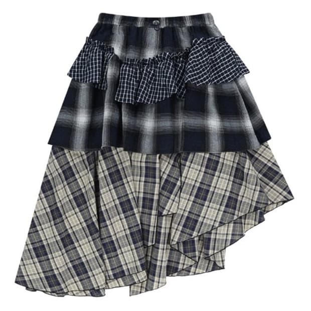 (구함)뚜오미오MIXED TIERED SKIRT [CHECK]
