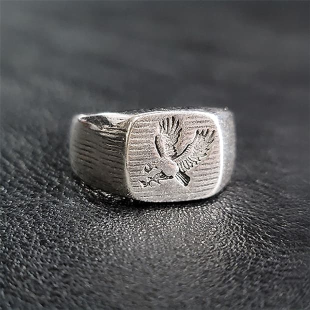 Kalver 실버 남자 엔틱 빈티지 명품 새 매 독수리 반지